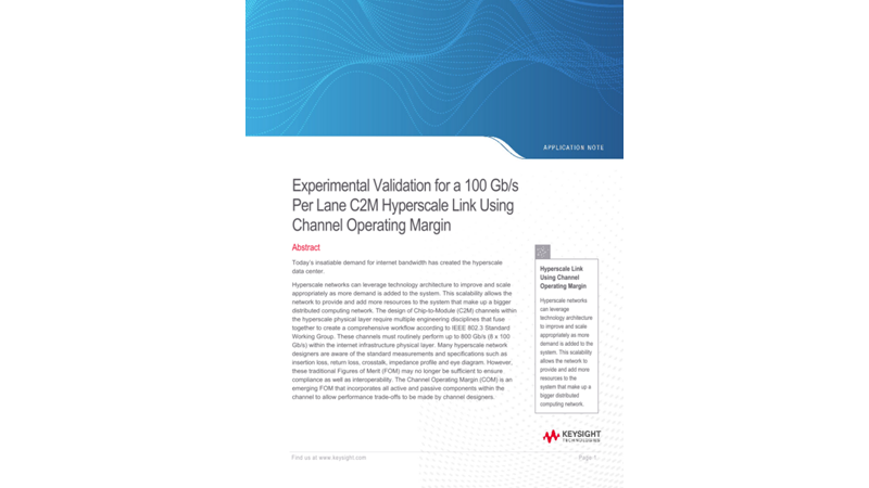 Experimental Validation for a 100 Gb/s Per Lane C2M Hyperscale Link Using Channel Operating Margin